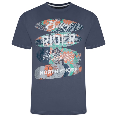KAM Surf Rider Print T-Shirt Vintage Indigo